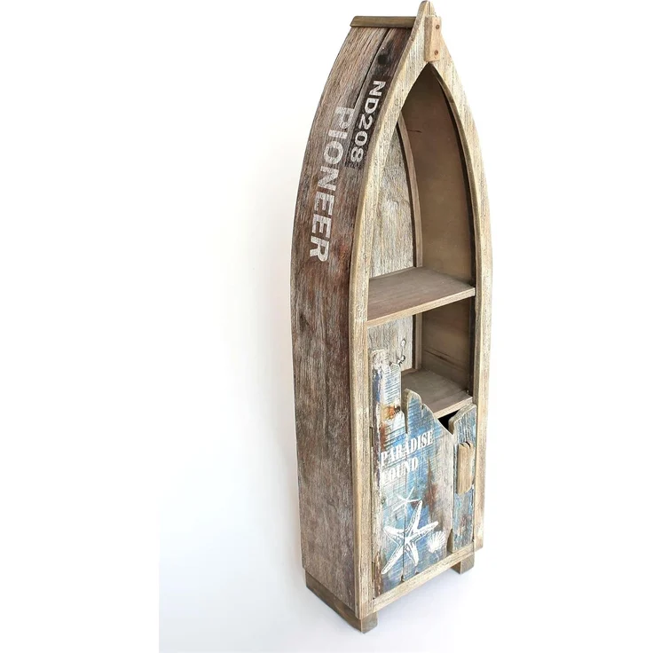 DanDiBo Regal Boot in Bootsform aus Holz Antik 7309 Maritim Bootsregal Badregal Badschrank Braun – Bild 3