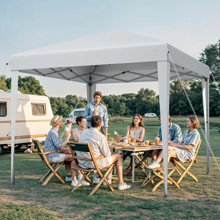 YITAHOME Pavillon 3 m x 3 m, Pop-up-Zelt mit Aufbewahrungstasche, vollständig wasserdicht, zusammenklappbarer Unterstand für Hochzeiten, Partys im Freien, Camping und Veranstaltungen (weiß)
