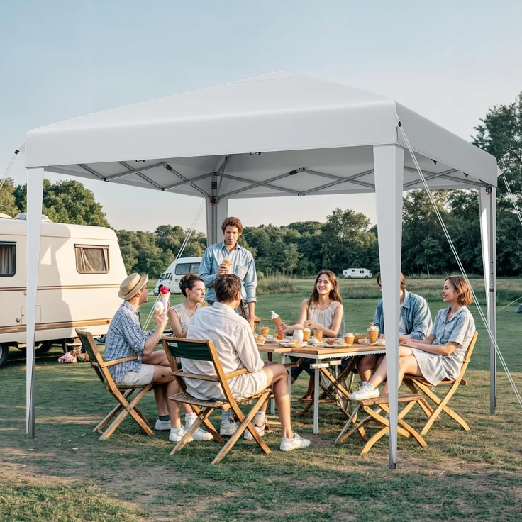YITAHOME Pavillon 3 m x 3 m, Pop-up-Zelt mit Aufbewahrungstasche, vollständig wasserdicht, zusammenklappbarer Unterstand für Hochzeiten, Partys im Freien, Camping und Veranstaltungen (weiß)