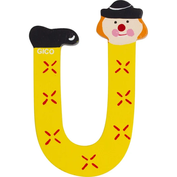 Holzbuchstaben Name Kinderzimmer groß Deko für die Tür, lustige Clowns, A-Z, Höhe ca. 9 cm, Holz Buchstabe 7361 (U)