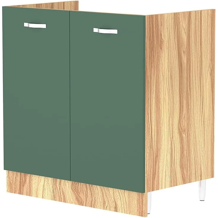 Shally Dogan Küchenunterschrank mit 2 Türen zum Einbauen, Unterschrank mit 80 cm für Spüle (Grün, 80 x 50 x 85 cm) – Bild 1