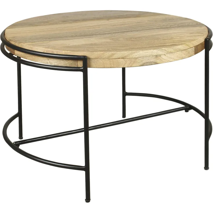 byLIVING Couchtisch HANNA / Platte Mangoholz massiv / Gestell Metall schwarz / B 60, H 40, T 62 cm