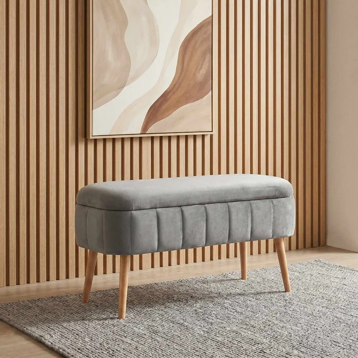 Hanah Home 'Oslo Babyface - Anthracite' Pouffe, Anthrazit, 90 x 46 x 35 cm