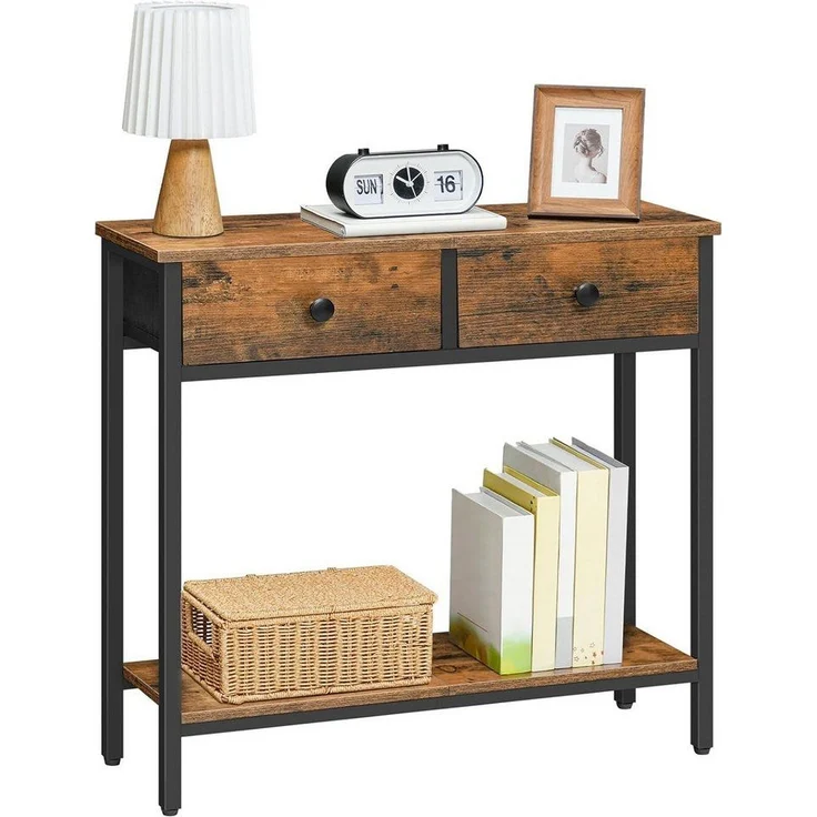 Hoobro Konsolentisch (75×24×75 cm, Schmaler Beistelltisch mit Stoffschubladen), für Flur & Wohnzimmer – Bild 5