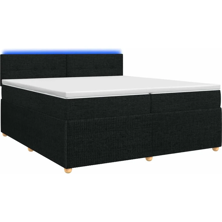 vidaXL Boxspringbett mit Matratze Schwarz 200 x 200 cm Stoff 3453011 – Bild 2