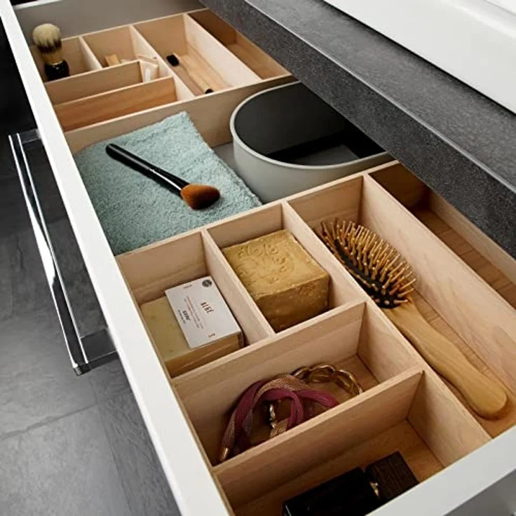 FACKELMANN Schubladen Organizer 26 cm breit, Braun, Buchenholz – Bild 5