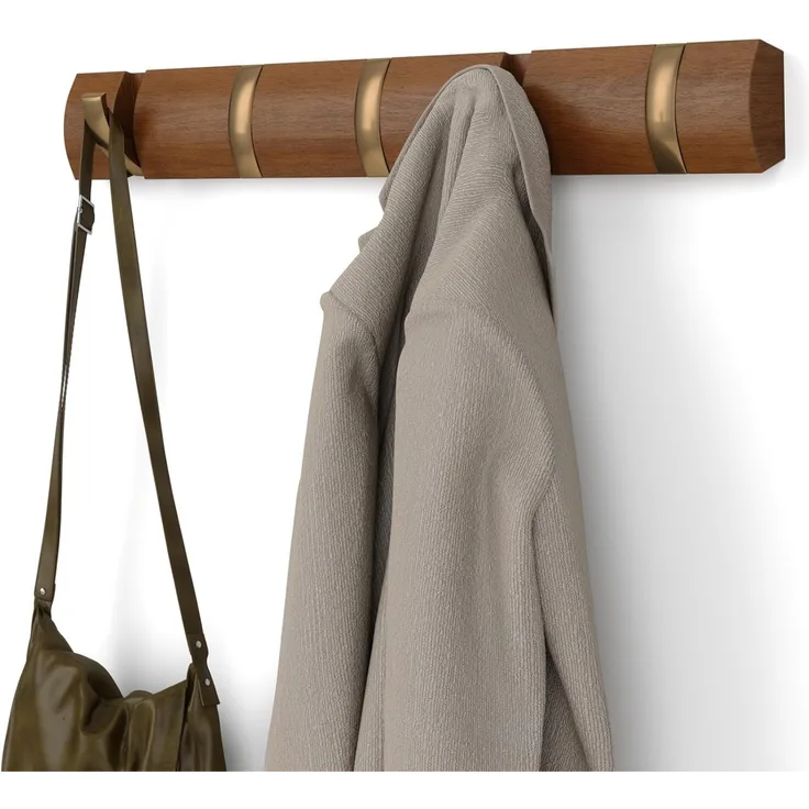 318850-1227 - FLIP 5 Wandhaken, walnuss/gold