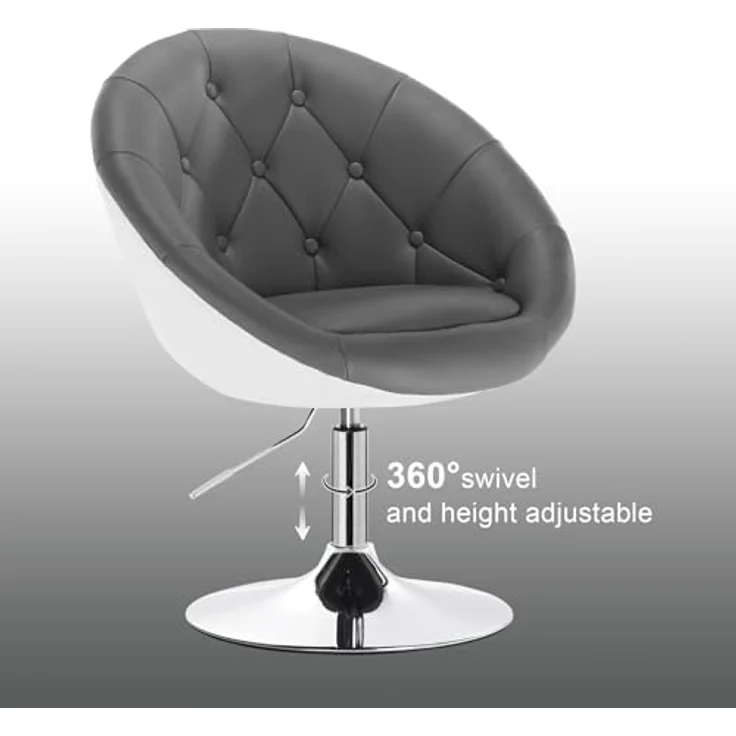 WOLTU® BH41grw-1 1 x Barsessel Loungesessel mit Armlehne Kunstleder 2 farbig Grau+Weiß – Bild 6