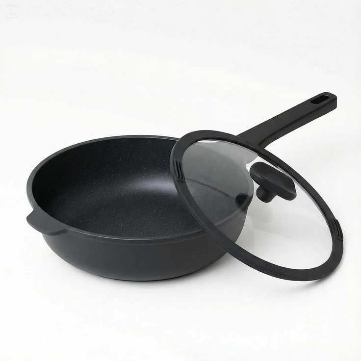 Mulex Schmorpfanne Schmorpfanne extra tief 28 cm inklusive Deckel, Aluguß (langlebige Antihaftbeschichtung, 2-tlg, extra dicker Thermoboden), Induktionsgeeignet – Bild 5