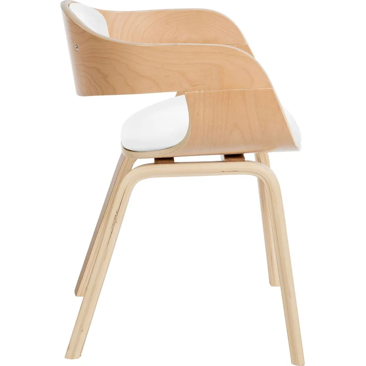 DELUKE® Besucherstuhl LONDON - 73x49x46cm, Natur/Weiß Kunstleder Holz Gestell Konferenzstuhl Wartezimmerstuhl – Bild 4