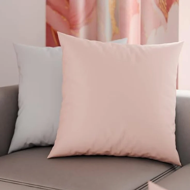 PETTI Artigiani Italiani - 2er-Set Kissenbezüge 65x65 cm aus Mikrofaser, Dekokissen-Bezüge für Schlafzimmer und Sofa, Set mit 2 Kissenhüllen, Wende-Kissenbezug Double-Face Puderrosa Hellgrau – Bild 1