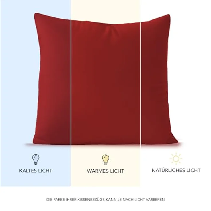 Kissenbezug 80x80 (Set mit 2) - 100% Jersey Baumwolle 150 g/qm Kissenbezüge -Rot - Für Kissen 80x80 cm - Kissenhülle - Kissenbezug - Resistent und Hypoallergen - Dreamzie – Bild 6
