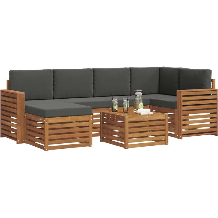 vidaXL Outdoor-Sofagarnitur 7 stk. 5-Sitzer Natur und Anthrazit 3375137 – Bild 3