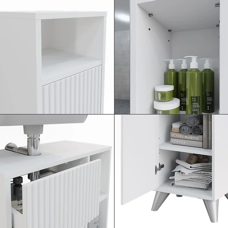 Badmöbel-Set Leano Weiß 4-teilig Vicco – Bild 6