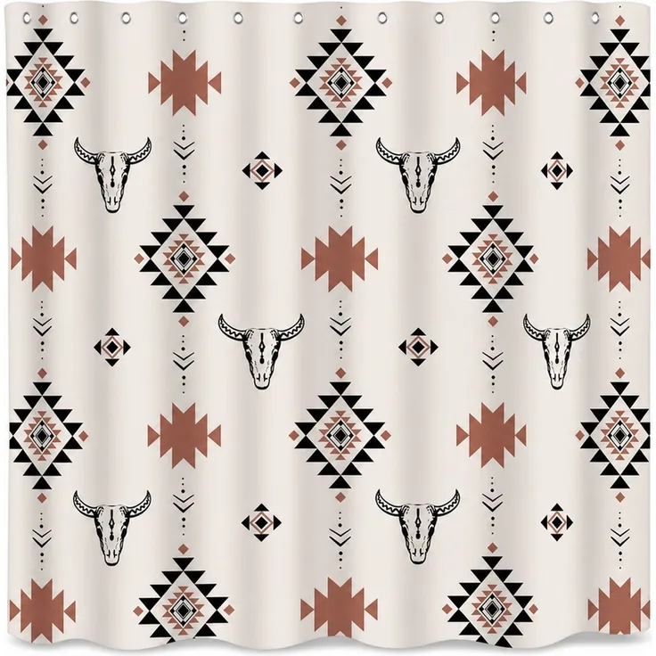Duschvorhang im Westernstil wasserabweisend Beige 180 x 180 cm