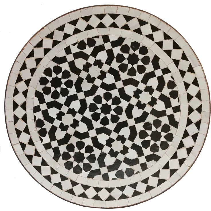 Mosaik-Beistelltisch Ø45cm schwarz weiß glasiert – Bild 5