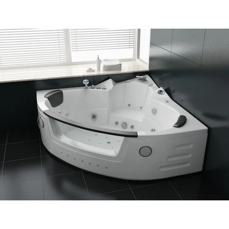 PureHaven Whirlpool 140x140 cm Wasserfall Heizung Lichttherapie Soundsystem Reinigungsprogramm Bluetooth-Soundsystem