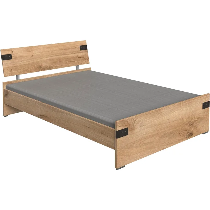 Bett Lakewood / Liverpool, Holzwerkstoff, Holzfarben, 146 x 85 x 210 cm