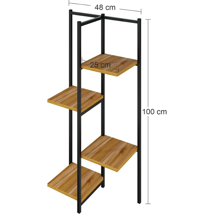 LEVIRA – Robinia Pflanzenständer – 48,2 × 100 cm – Schwarz/Nussbaum Tróia – Bild 3