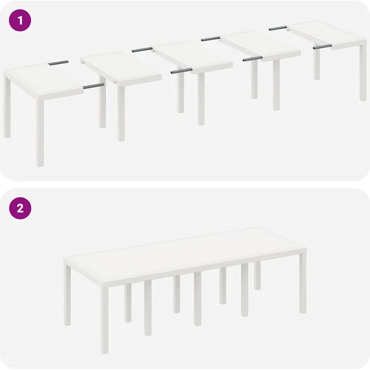 vidaXL Gartentisch Weiß 250 x 100 x 73 cm Poly-Rattan 3378518 – Bild 10