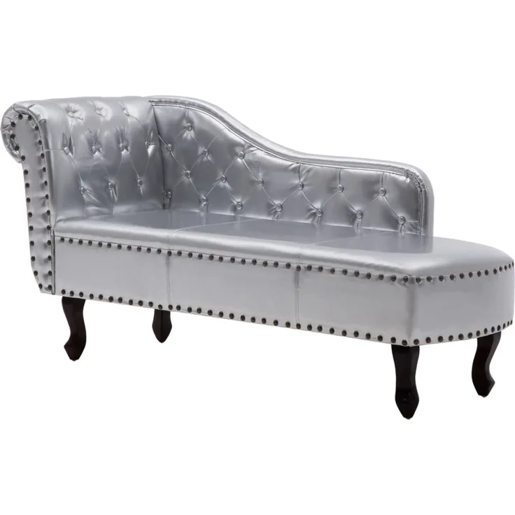vidaXL Chaiselongue Silbern Kunstleder 60657