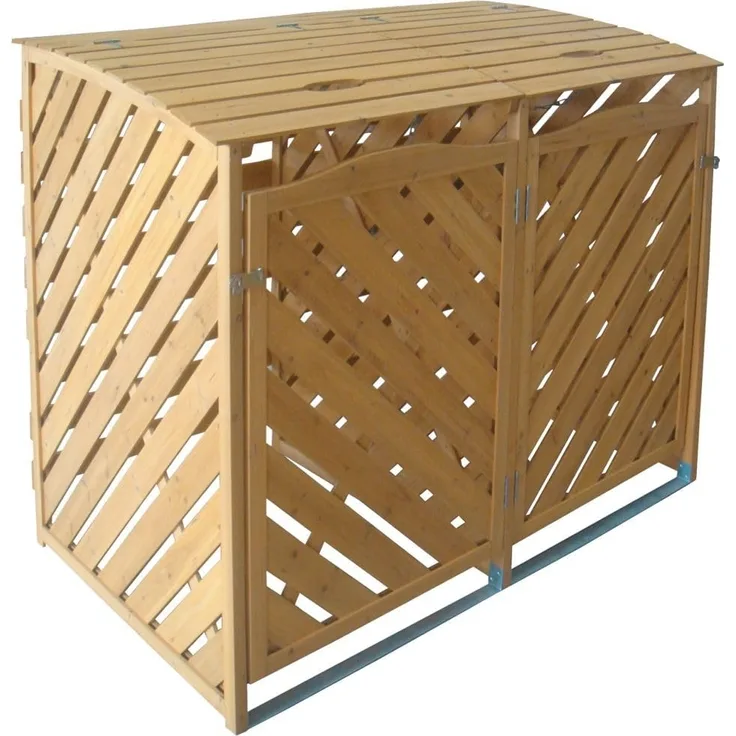 TrendLine Mülltonnenbox 2 x 240 l, Holz Natur, 149 x 92 x 122 cm