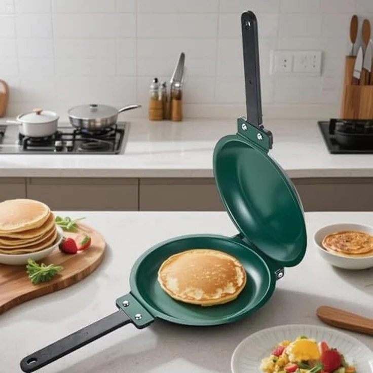 HAC24 Crêpepfanne Pfannkuchen Pancakes Doppelpfanne Omelett Doppel-Pfanne Spiegelei, Wendepfanne Ø 19,5 cm – Bild 4