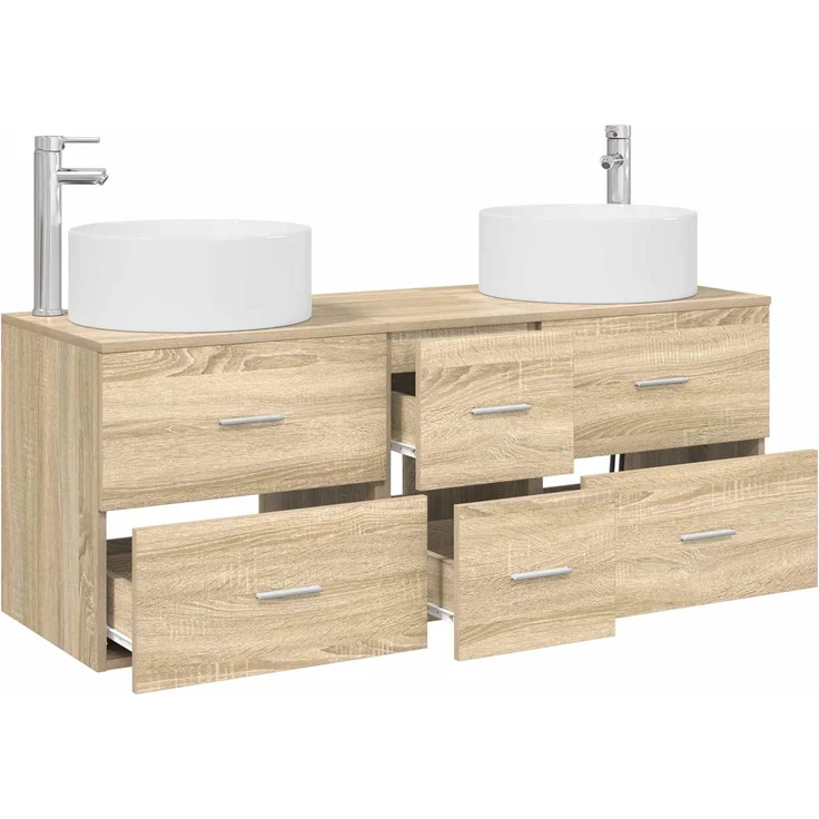 vidaXL Badezimmerschrank-Set 3 stk. Sonoma-Eiche 129 x 44,5 x 80 cm 3405957 – Bild 3