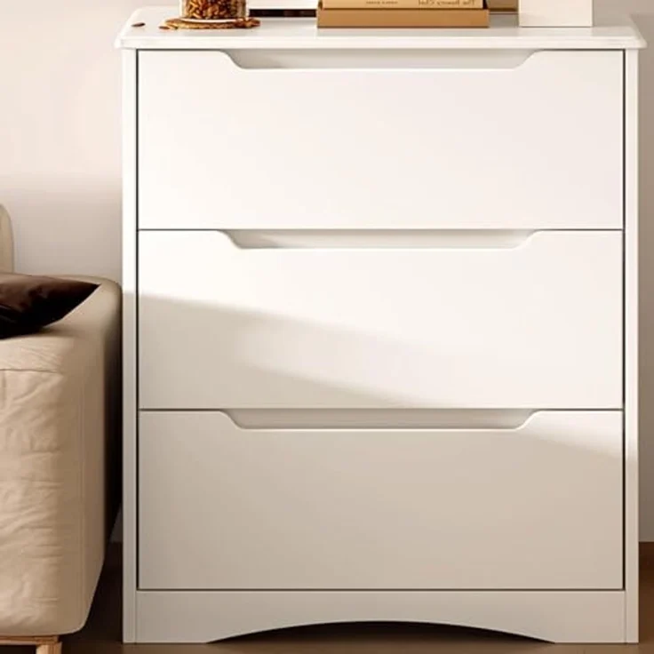 Bealife Kommode weiß, Schlafzimmerkommode mit 3 geräumigen Schubladen, Schrank mit Schubladen mit Kippschutz für Wohnzimmer, Schlafzimmer, Arbeitszimmer und Kinderzimmer, 82 x 60 x 40 cm – Bild 2