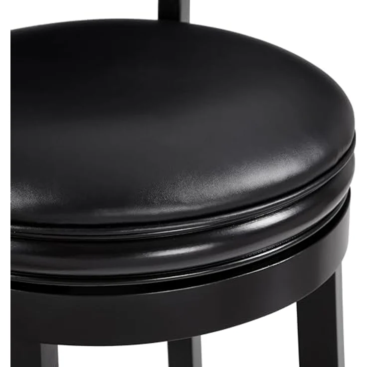 Ball & Cast Gepolsterter Drehbarhocker, Pub Höhe Hocker-Stuhl mit Rückenlehne & Fußstütze, Holzrahmen Barhocker für Küche und Esszimmer, schwarz – Bild 7