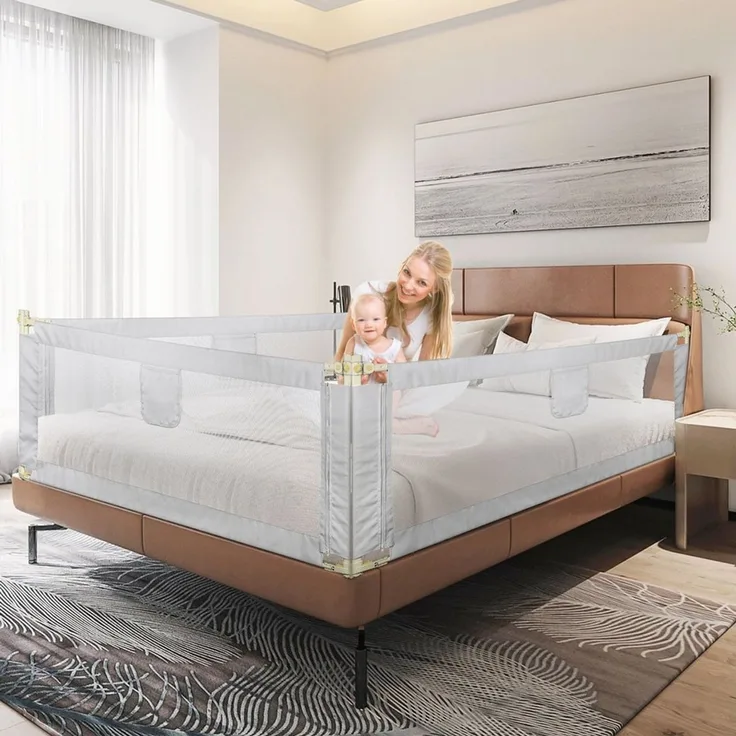 JEOBEST Bettschutzgitter Rausfallschutz Bett, Kinderbettgitter für Kinder, Babybettgitter, (3 St) 150/180/200cm, Rausfallschutz Bettgitter, Höhenverstellbar