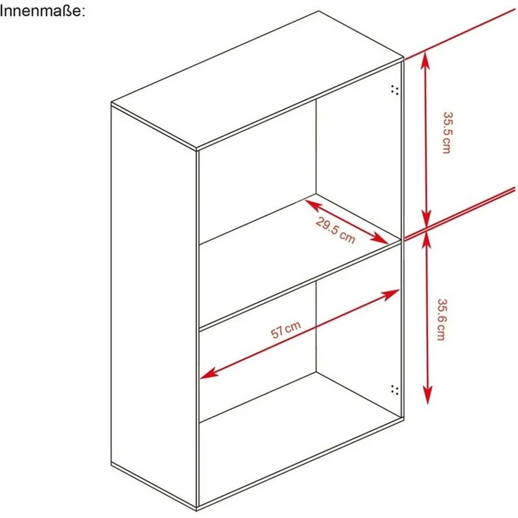 HTI-Living Mehrzweckschrank Kommode mit 2 Regalfächern Nina Weiß (Stück, 1-St, 1 Kommode) Schrank Anrichte Sideboard – Bild 3