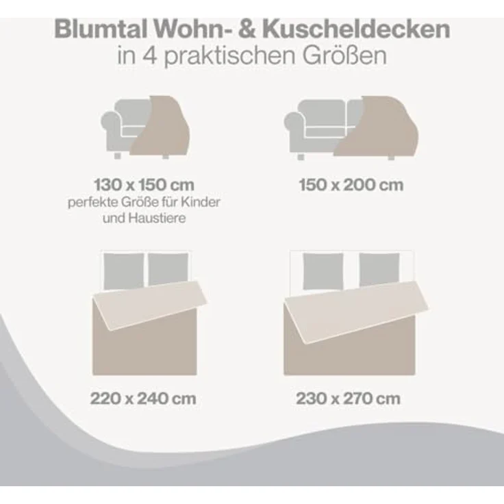 Blumtal Kuscheldecke aus Fleece - hochwertige Decke, Oeko-TEX® Zertifiziert in 220x240 cm, Kuscheldecke flauschig als Sofadecke, Tagesdecke oder Winterdecke, Grau – Bild 8