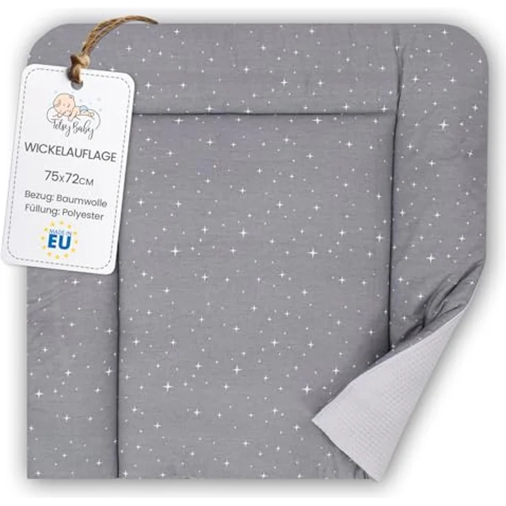 Wickelauflage Wickelunterlage aus Baumwolle 75x72 cm - Weich und waschbar Wickelunterlage für Babys Wickelmatte aus Stoff für Wickeltisch Wickelkommode oder Waschmaschine 75x72 Galaxie – Bild 2