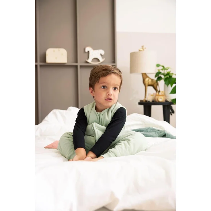 Meyco Baby Winter Schlafoverall Jumper (Schlafsack aus 100% Slub-Baumwolle, weich, atmungsaktiv, feuchtigkeitsregulierend, 2.0 TOG, Größe: 104 cm), Soft Green – Bild 7