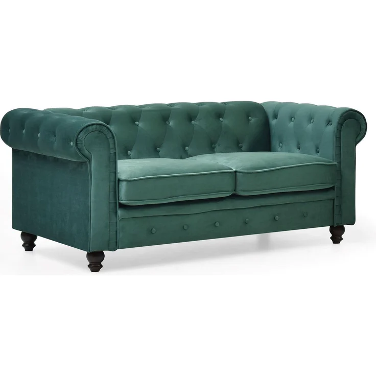 Menzzo Grand Canapé Chesterfield 2-Sitzer Sofa mit Samtbezug Grün