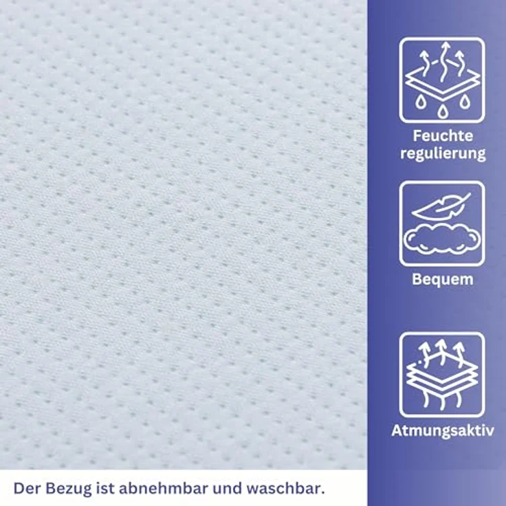 Arensberger Matratzen Topper ESSENCE, 90x200cm, Gelschaum, waschbarer Bezug, 5cm Höhe, geeignet für Federkern- und Schaumstoffmatratzen – Bild 3