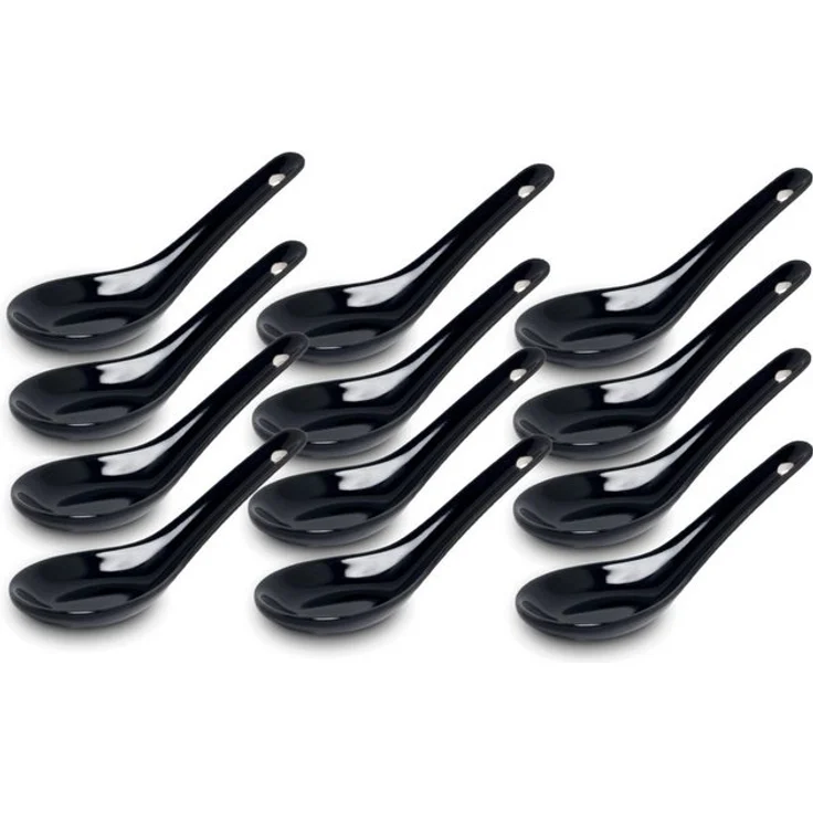 WestCraft Suppenlöffel White and black Series ASIATICA, Porzellan-Löffel-Set Asien / Ramen, 13 cm - Reis-Löffel - Suppen-Löffel, Servier-Löffel - Spoon-Set – Bild 4