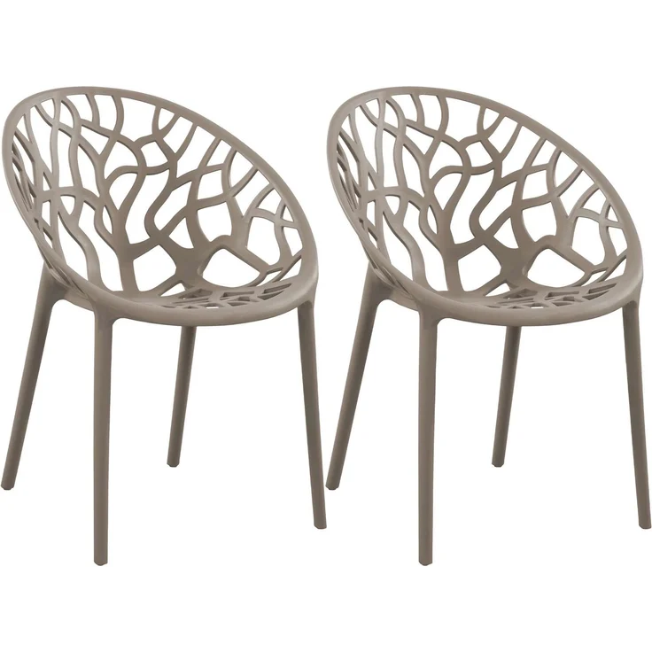 CLP 2er Set Gartenstühle Hope mit Lehne stapelbar wetterfest UV-beständig bis 150 kg,taupe – Bild 1