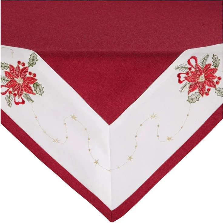 Erwin Müller Mitteldecke Mitteldecke "Weihnachtsstern", Leinen-Optik Blumen