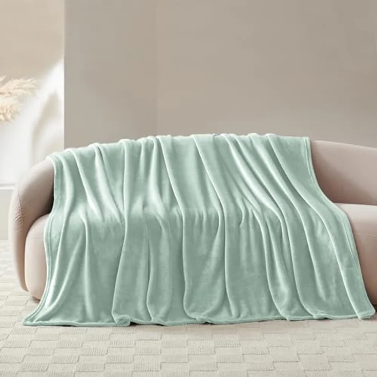 WAVVE Kuscheldecke Flauschig Decke Fleecedecke - Sofadecke 150x200 cm Warm Wohndecke Couchdecke, Salbei-Grün Decke Weich Sofaüberwurf XL – Bild 3