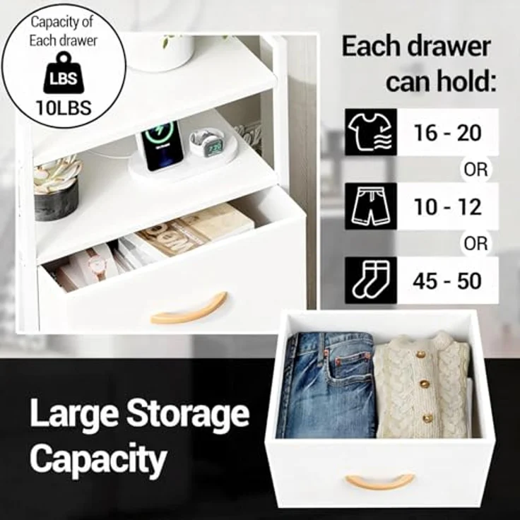 GarveeLife Kommode Schrank 4 Stoffschubladen Aufbewahrungsschrank Für Schlafzimmer Wohnzimmer Flur, Komodenschrank Schubladenschrank, 41x29x83.5Cm – Bild 5
