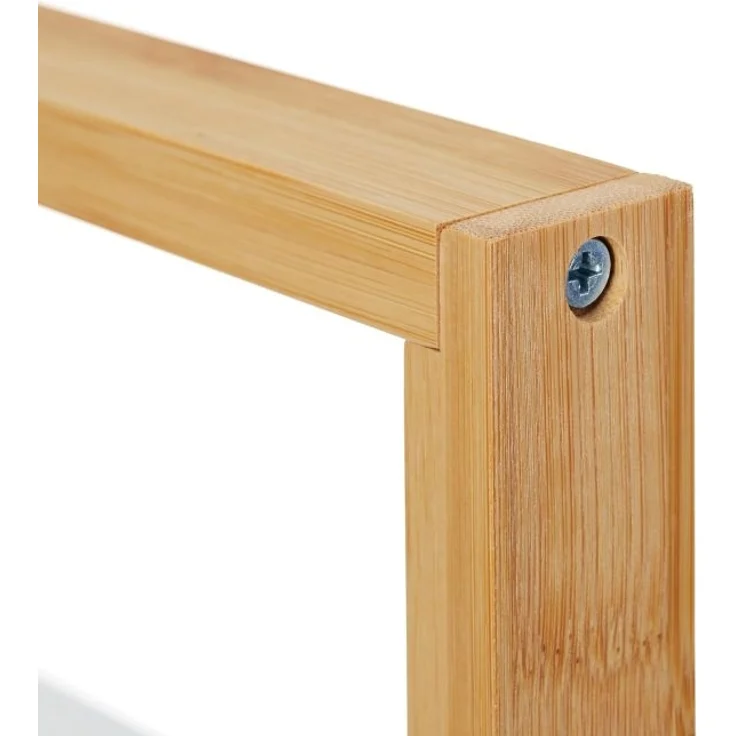 Relaxdays Badregal mit 4 Ablagen, Bambus weiß / natur, 30 x 18 x 88 cm – Bild 6