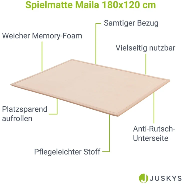 Juskys Krabbelmatte, Polyester beige, 180 x 120 cm – Bild 3