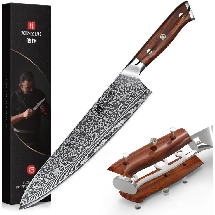 XINZUO Damaststahl Kochmesser 25.5cm Profi Chefmesser ergonomisch Rose