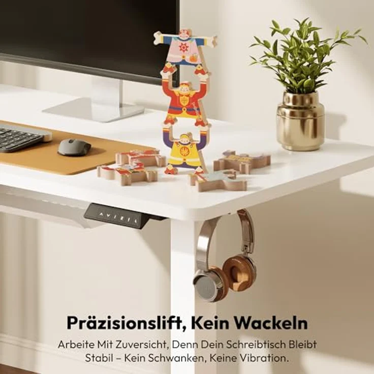 SANODESK Höhenverstellbarer Schreibtisch 160x60 cm mit Memory-Funktion, Elektrischer Steh-Sitz Tisch für Heimbüro, Ergonomischer Computertisch mit Modernem Design und Vierteiliger Tischplatte, Weiß – Bild 11