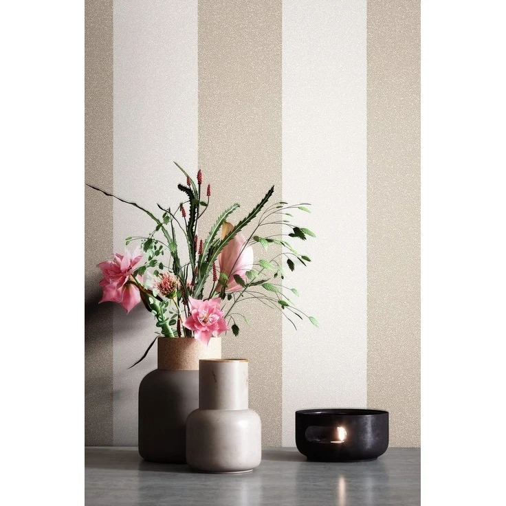 Newroom Vliestapete, Beige Tapete Streifen Streifen - Mustertapete Streifentapete Creme Landhaus Klassisch Struktur für Schlafzimmer Wohnzimmer Küche, Mustertapete, Streifentapete – Bild 2