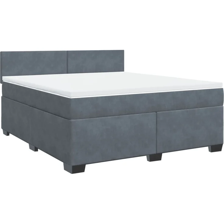 vidaXL Boxspringbett mit Matratze Dunkelgrau 180x200 cm Samt 3288673 – Bild 3