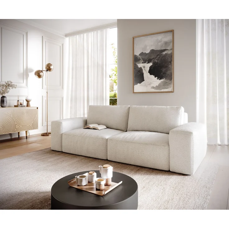 Big-Sofa Lanzo 230x95 cm Bouclé Creme-Weiß – Bild 1