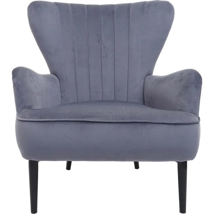 Lounge-Sessel HWC-K37, Cocktailsessel Polstersessel Sessel, Samt (280g/m²) ~ grau